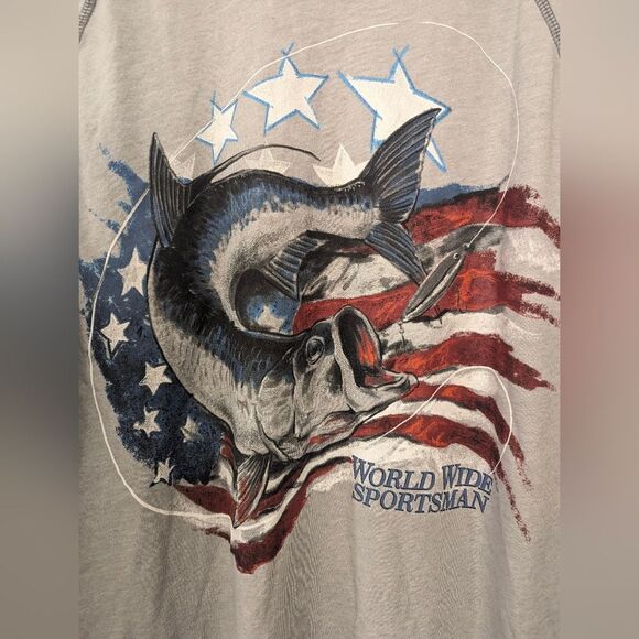 NWT World Wide Sportsman American Graphic Long-Sleeve T-Shirt   Fish UPF 40 XL - Picture 3 of 9